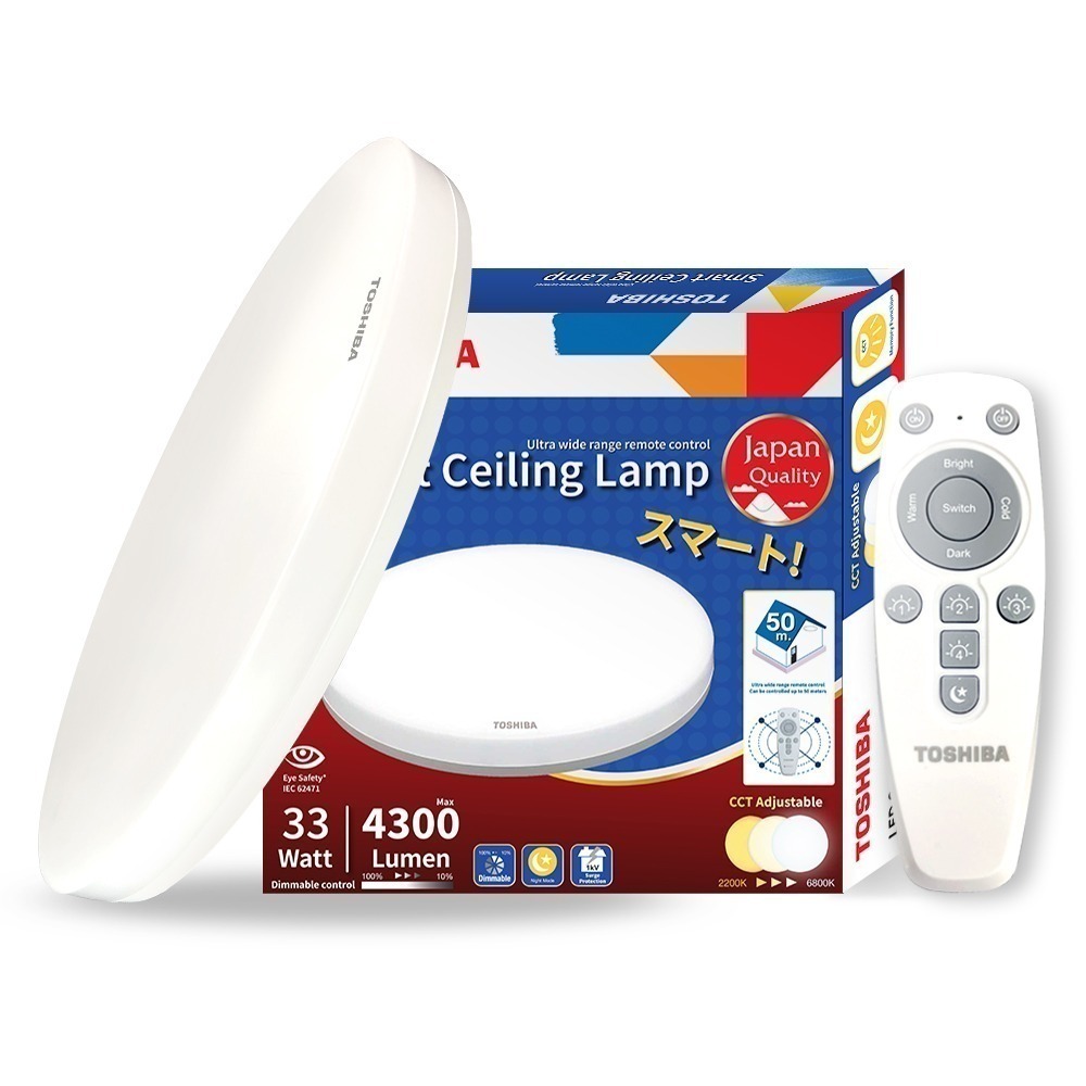 TOSHIBA 東芝 二代 3-5坪 和日33W 遙控調光調色 LED吸頂燈 極簡無印風-細節圖2