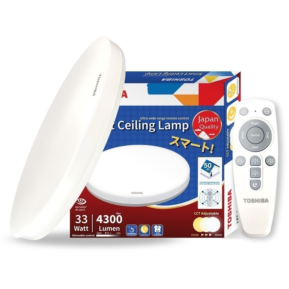 TOSHIBA 東芝 二代 3-5坪 和日33W 遙控調光調色 LED吸頂燈 極簡無印風-細節圖2
