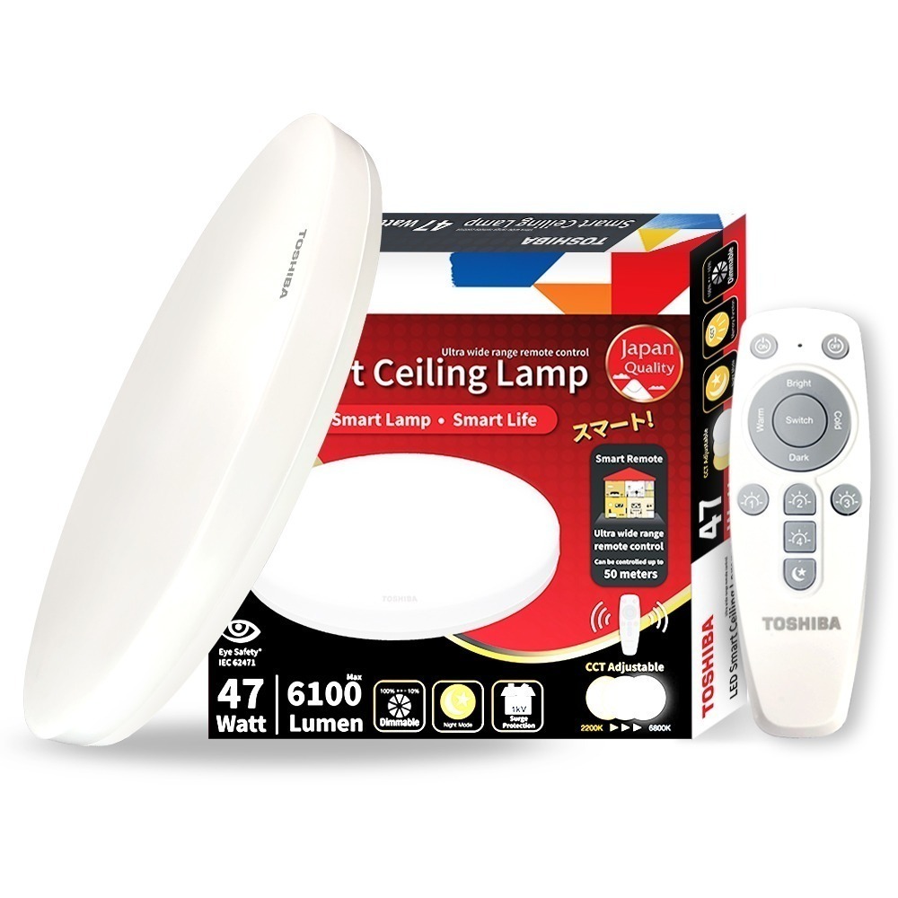 TOSHIBA 東芝 二代 5-7坪 和日47W 遙控調光調色 LED吸頂燈 極簡無印風-細節圖2