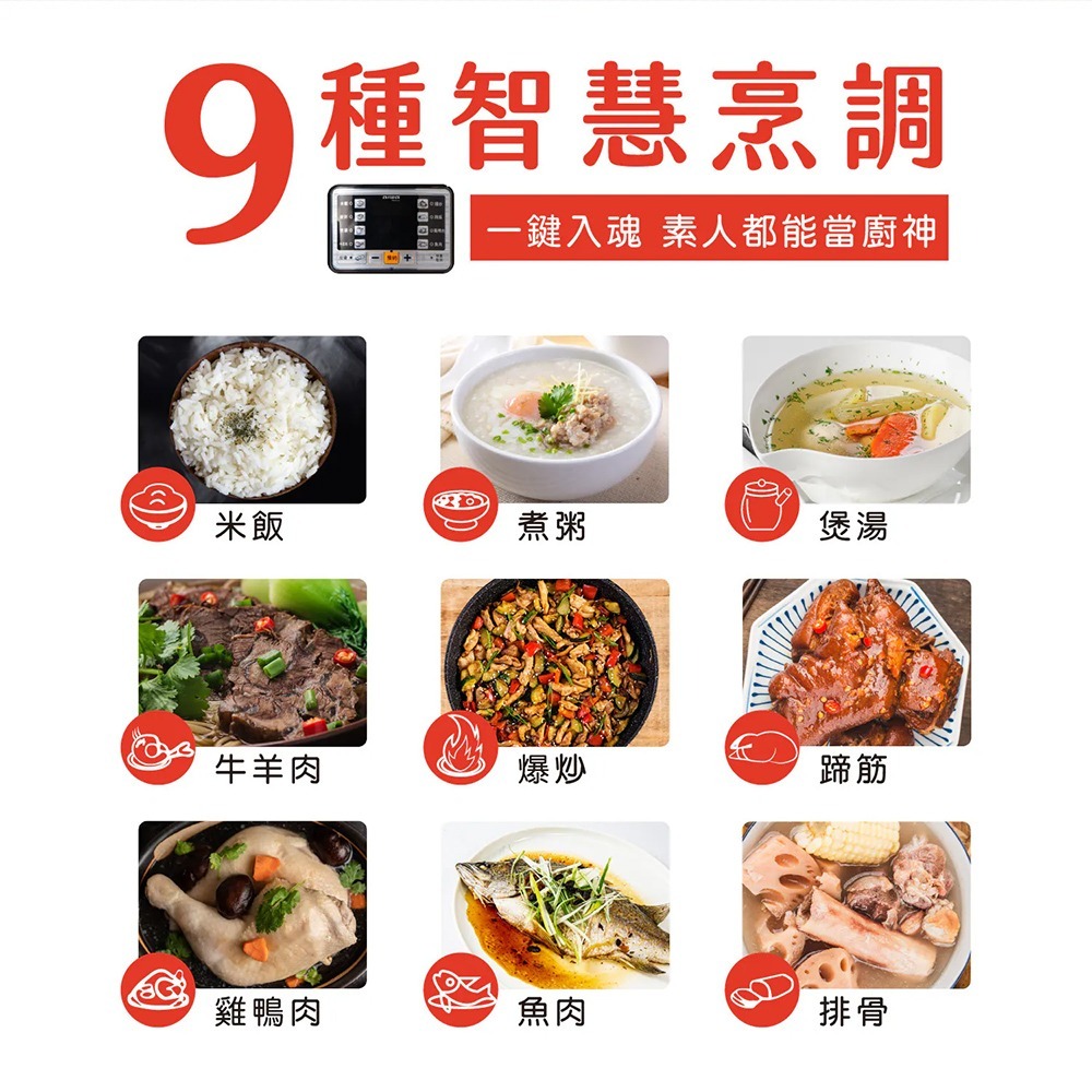 AIWA愛華 5L電壓力鍋 DYK-A60 9種烹飪模式 預約定時 智能壓力鍋-細節圖5