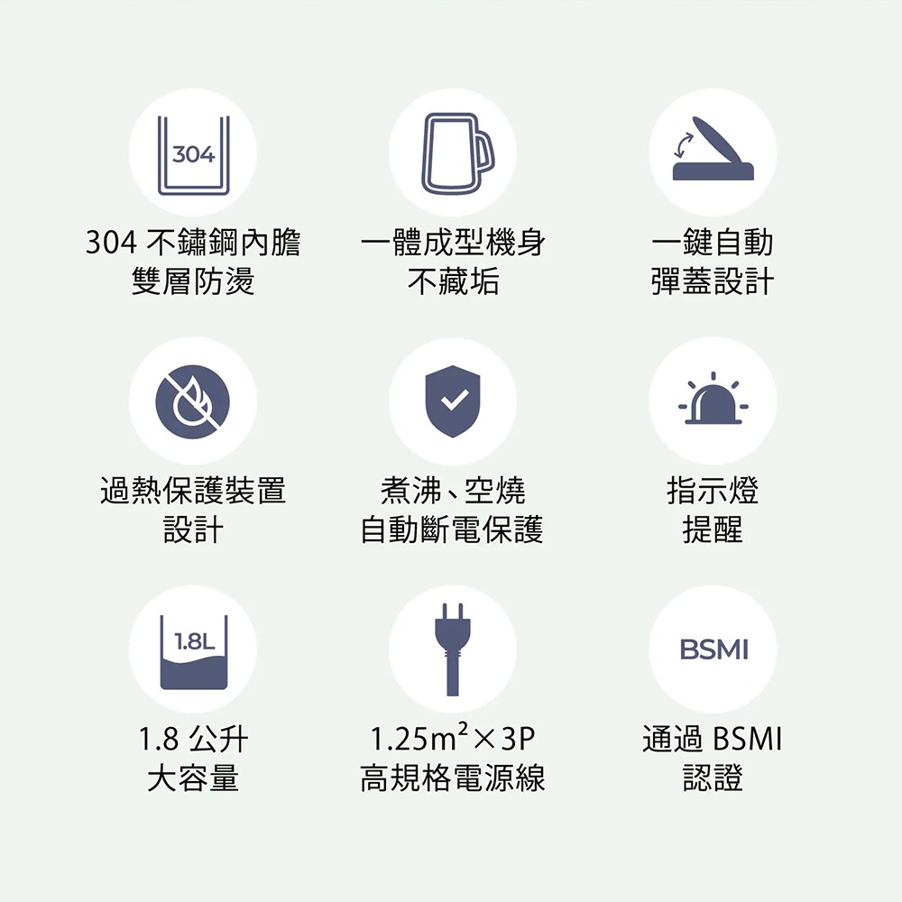 AIWA愛華 1.8L雙層防燙電茶壺 DKS110518 304不鏽鋼內膽 快煮壺-細節圖2