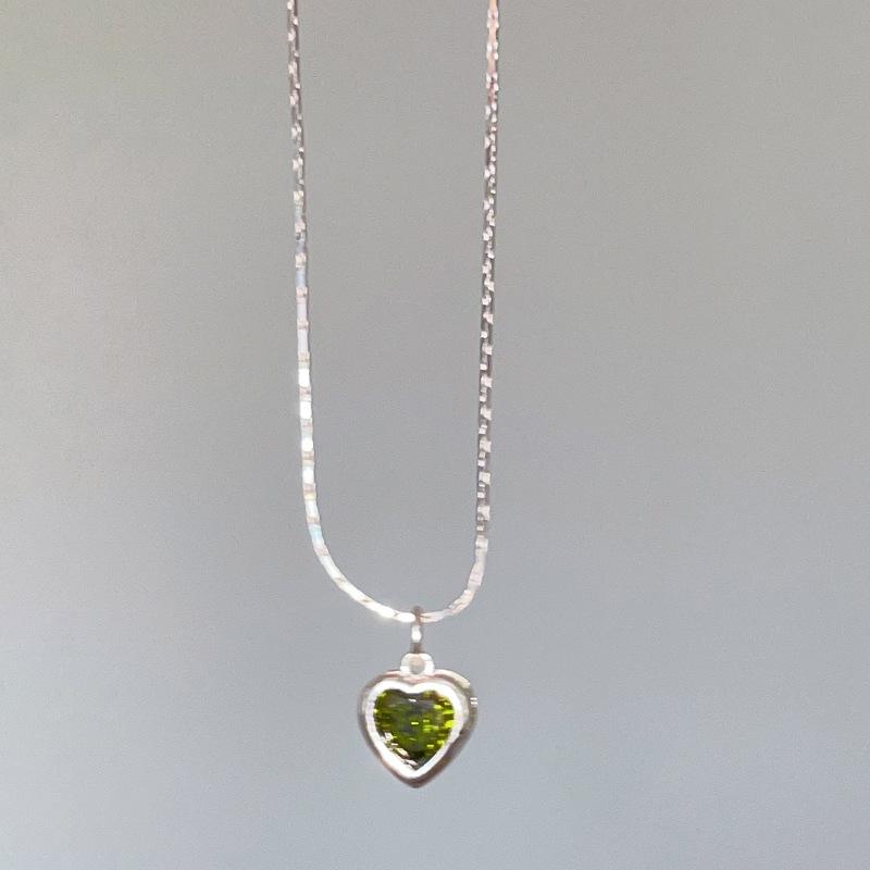 【CARA MIA】愛心橄欖綠寶項鍊 項鍊 飾品 項鍊女 鎖骨鏈-細節圖9