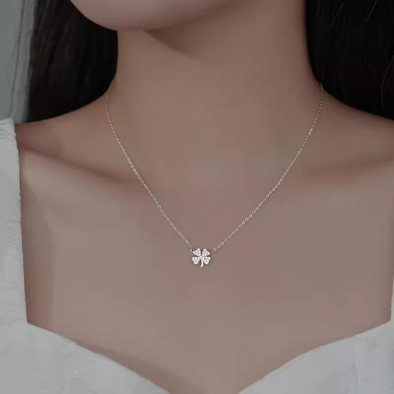 【CARA MIA】四葉之光 幸運草 項鍊 飾品 四葉草 項鍊女 鎖骨鏈 銀鏈 純銀項鍊-細節圖3