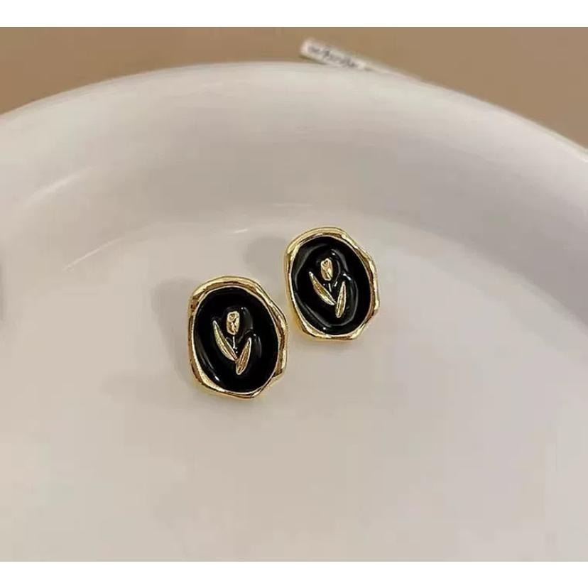 【CARA MIA】法式黑夜花園 耳環 純銀耳環 耳釘 耳針 純銀 飾品 耳扣 耳飾-細節圖2