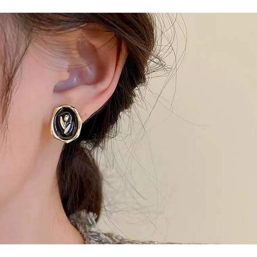 【CARA MIA】法式黑夜花園 耳環 純銀耳環 耳釘 耳針 純銀 飾品 耳扣 耳飾-細節圖3