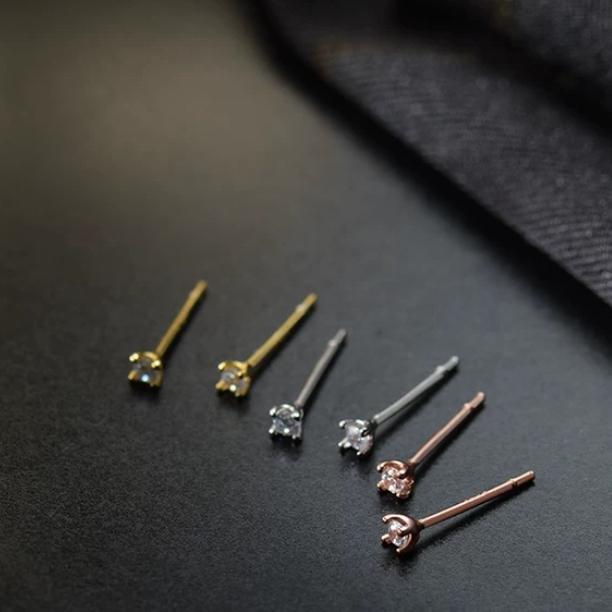 【CARA MIA】單鑽純銀耳針 耳環 純銀耳環 耳釘 純銀 飾品 925 耳扣 耳飾 禮物 生日禮物 韓國 韓系 耳堵-細節圖2