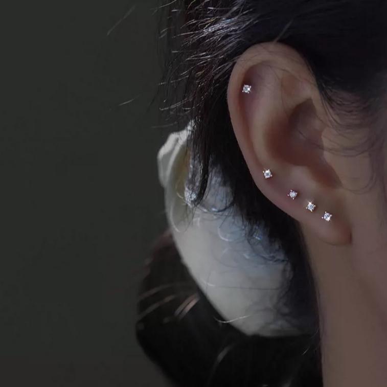 【CARA MIA】單鑽純銀耳針 耳環 純銀耳環 耳釘 純銀 飾品 925 耳扣 耳飾 禮物 生日禮物 韓國 韓系 耳堵-細節圖3