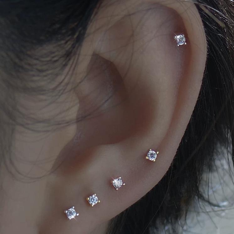 【CARA MIA】單鑽純銀耳針 耳環 純銀耳環 耳釘 純銀 飾品 925 耳扣 耳飾 禮物 生日禮物 韓國 韓系 耳堵-細節圖5