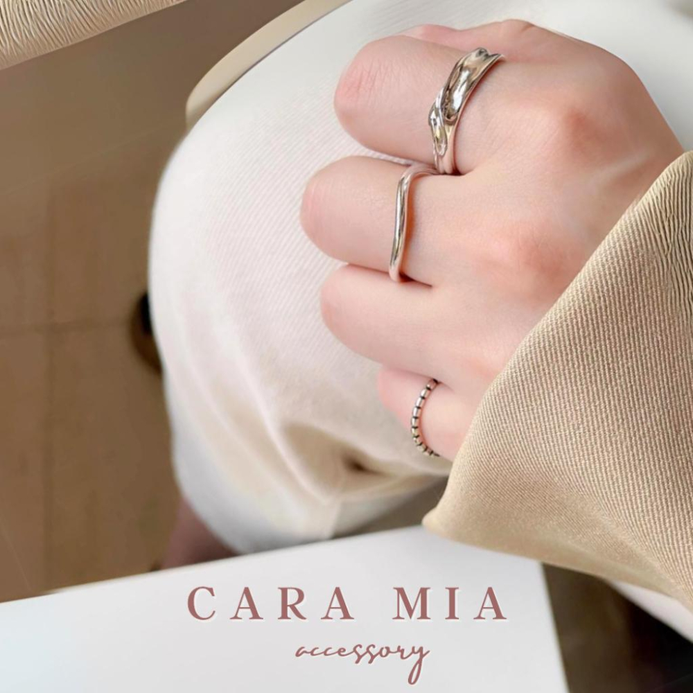 【CARA MIA】超模感水波紋戒 戒指 尾戒 對戒 戒指女生 戒指男 飾品-細節圖2