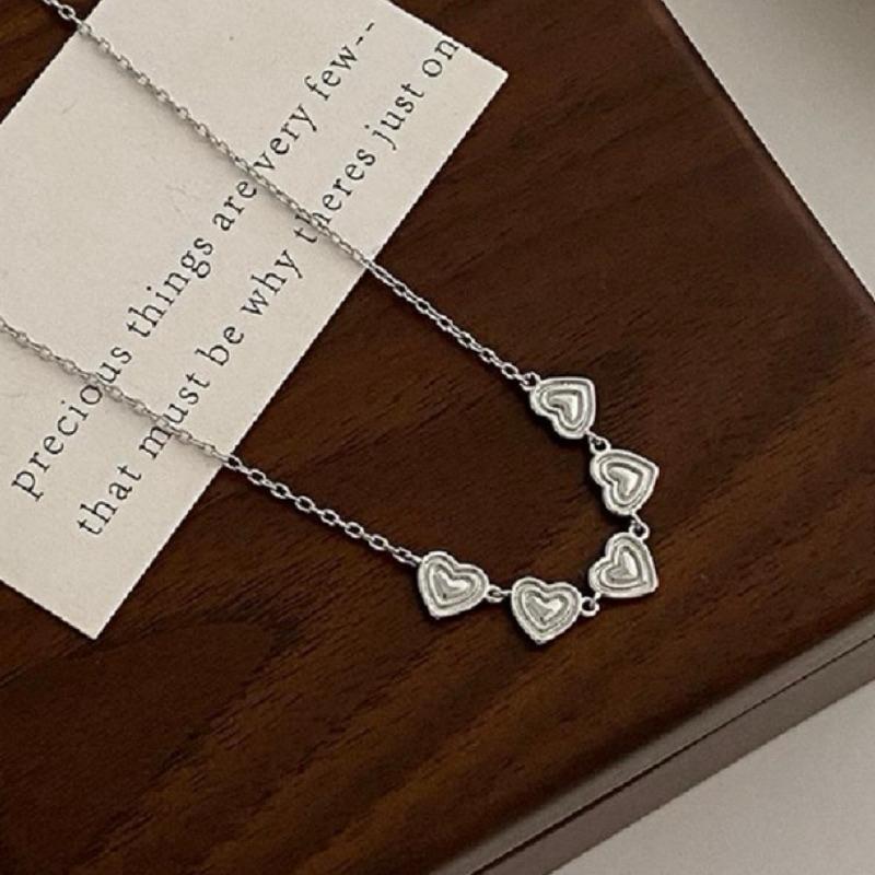 【CARA MIA】心心相印 愛心項鍊 現貨 項鍊 銀項鍊 純銀 飾品 項鍊女 鎖骨鏈 禮物 生日禮物-細節圖2