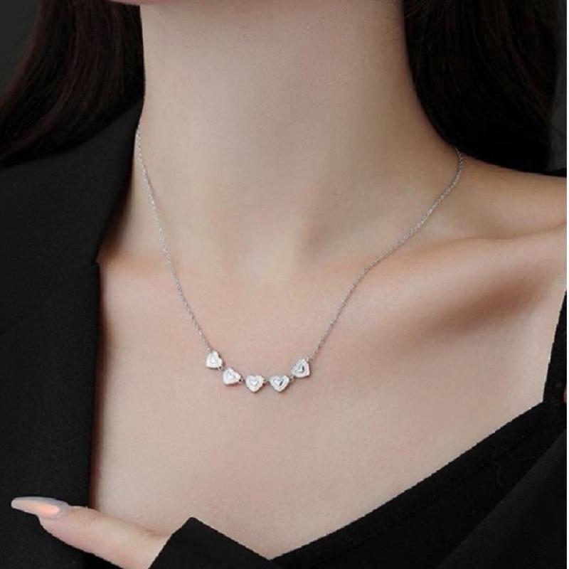 【CARA MIA】心心相印 愛心項鍊 現貨 項鍊 銀項鍊 純銀 飾品 項鍊女 鎖骨鏈 禮物 生日禮物-細節圖3