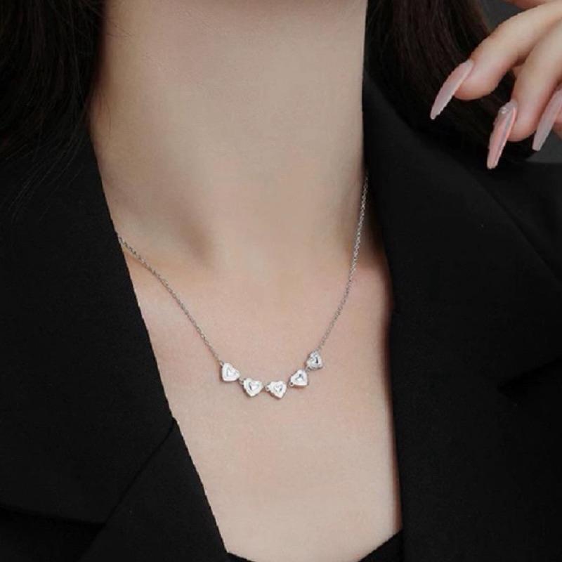 【CARA MIA】心心相印 愛心項鍊 現貨 項鍊 銀項鍊 純銀 飾品 項鍊女 鎖骨鏈 禮物 生日禮物-細節圖4