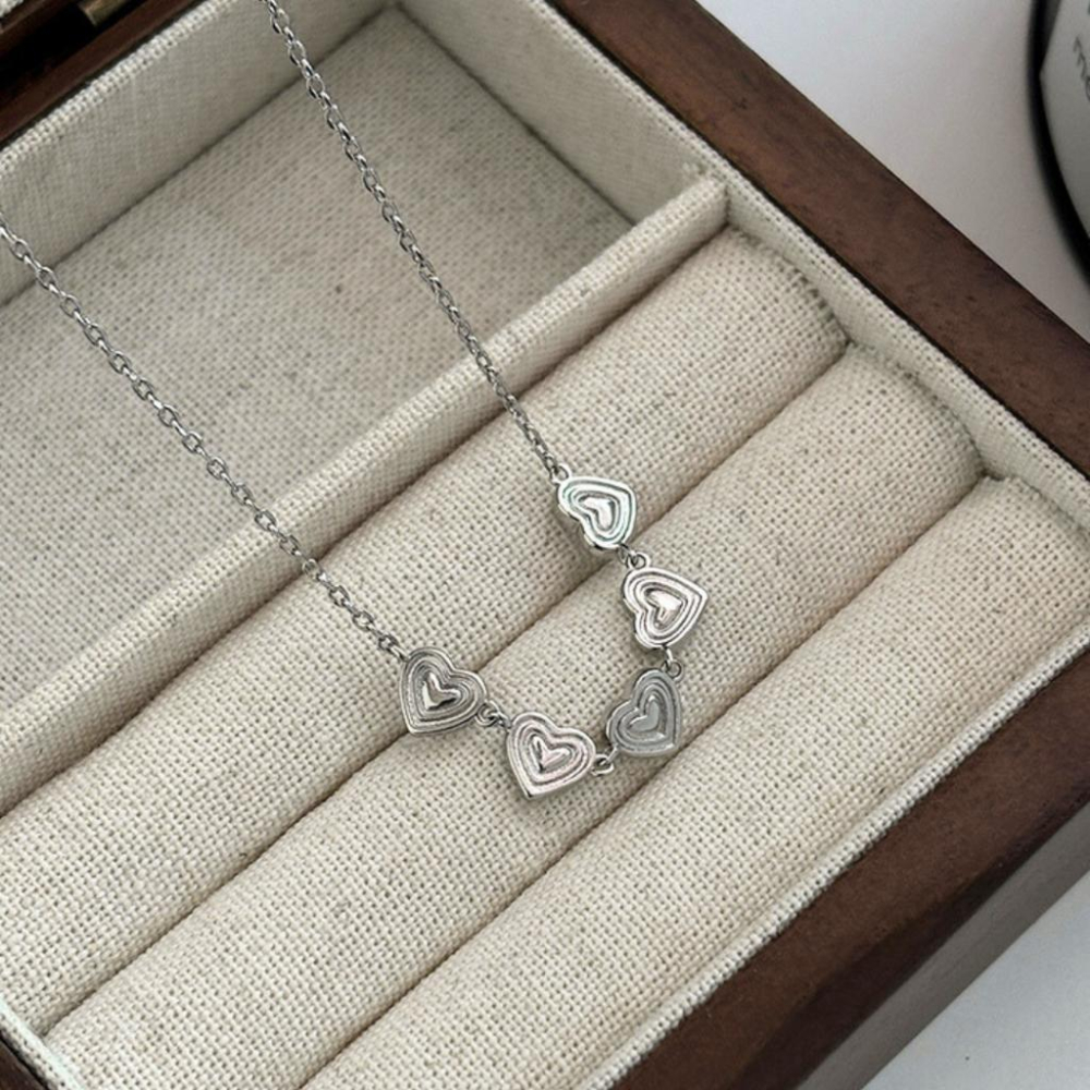 【CARA MIA】心心相印 愛心項鍊 現貨 項鍊 銀項鍊 純銀 飾品 項鍊女 鎖骨鏈 禮物 生日禮物-細節圖9