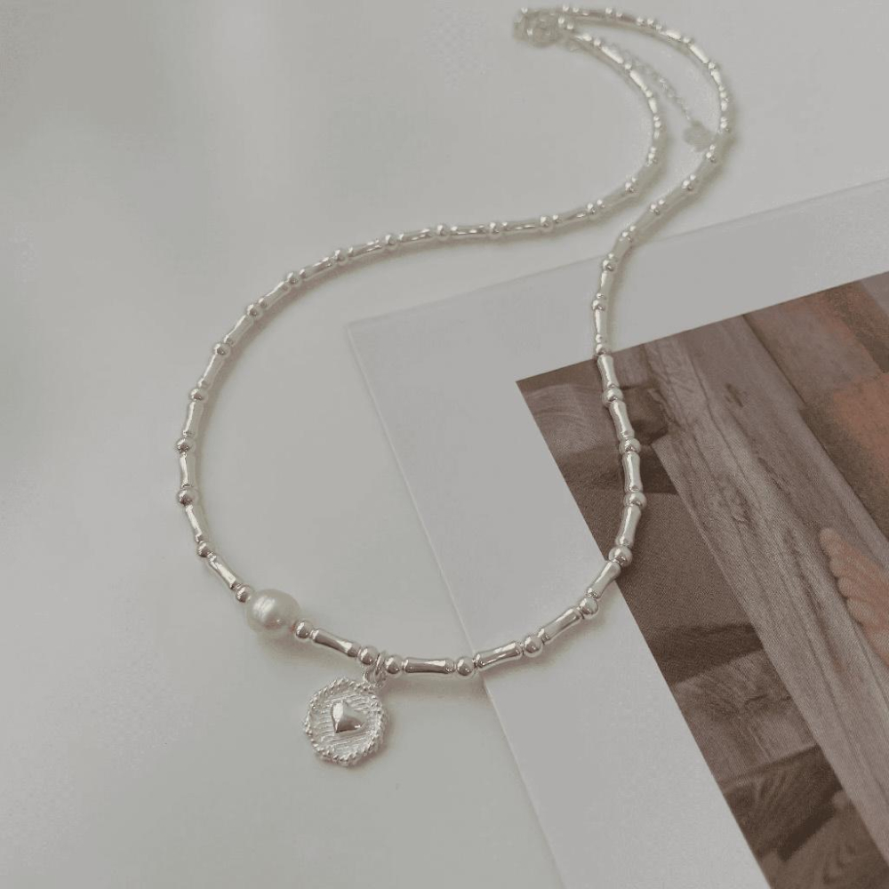 現貨 純銀項鍊 珍珠項鍊 項鍊 銀項鍊 純銀 飾品 925 項鍊女 銀飾 鎖骨鏈 銀鏈 禮物 生日禮物 浮誇項鍊 銀-細節圖6