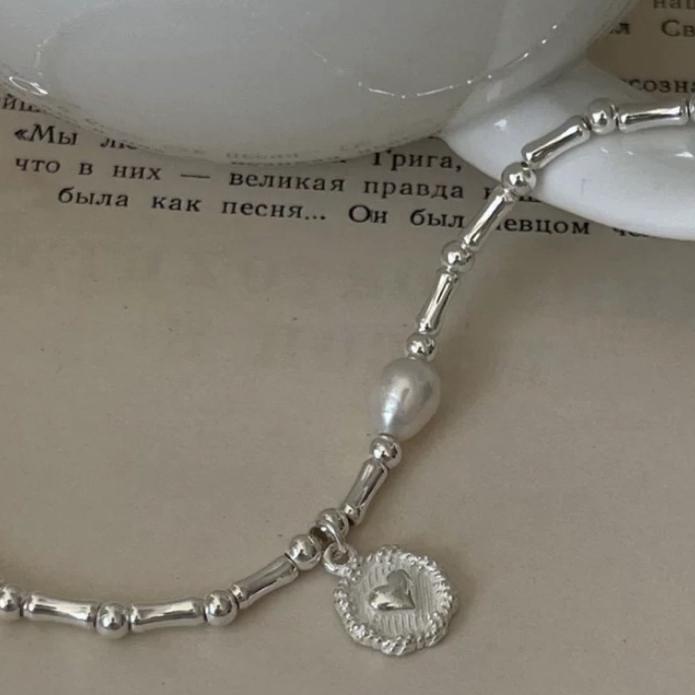 現貨 純銀項鍊 珍珠項鍊 項鍊 銀項鍊 純銀 飾品 925 項鍊女 銀飾 鎖骨鏈 銀鏈 禮物 生日禮物 浮誇項鍊 銀-細節圖7