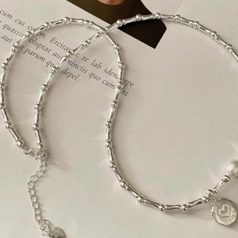 現貨 純銀項鍊 珍珠項鍊 項鍊 銀項鍊 純銀 飾品 925 項鍊女 銀飾 鎖骨鏈 銀鏈 禮物 生日禮物 浮誇項鍊 銀-細節圖8