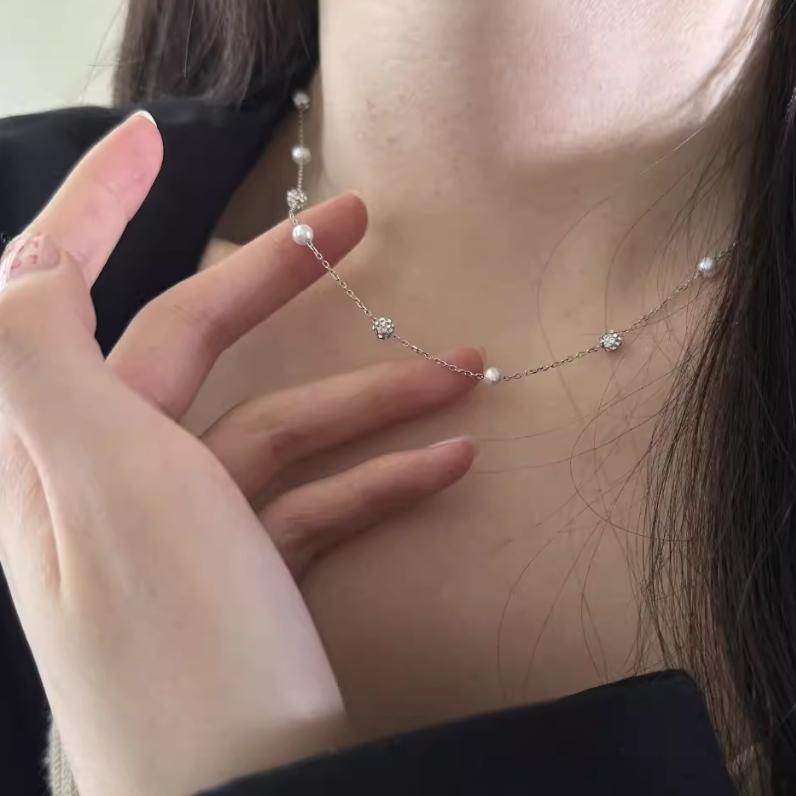 現貨 珍珠項鍊 純銀項鍊 項鍊 銀項鍊 純銀 飾品 925 項鍊女 銀飾 鎖骨鏈 銀鏈 禮物 生日禮物 情侶小物 銀-細節圖4