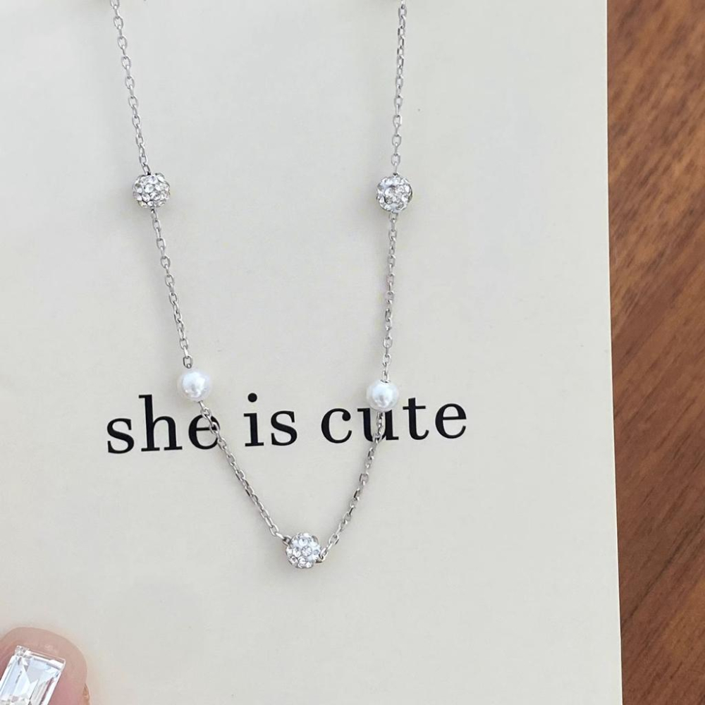 現貨 珍珠項鍊 純銀項鍊 項鍊 銀項鍊 純銀 飾品 925 項鍊女 銀飾 鎖骨鏈 銀鏈 禮物 生日禮物 情侶小物 銀-細節圖5