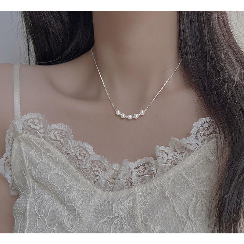 現貨 珍珠項鍊 純銀項鍊 項鍊 銀項鍊 純銀 飾品 925 項鍊女 銀飾 鎖骨鏈 銀鏈 禮物 生日禮物 情侶小物 銀-細節圖2