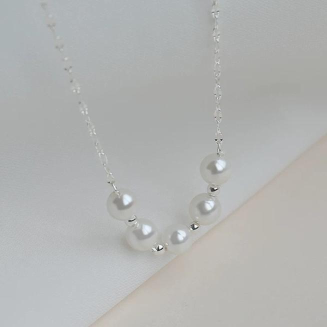 現貨 珍珠項鍊 純銀項鍊 項鍊 銀項鍊 純銀 飾品 925 項鍊女 銀飾 鎖骨鏈 銀鏈 禮物 生日禮物 情侶小物 銀-細節圖3