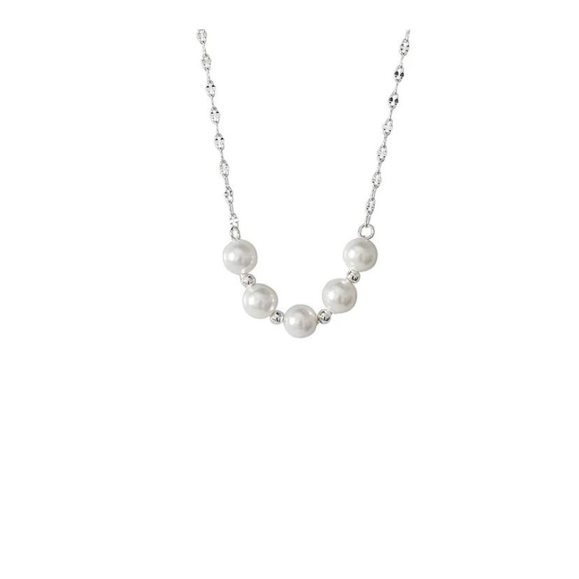 現貨 珍珠項鍊 純銀項鍊 項鍊 銀項鍊 純銀 飾品 925 項鍊女 銀飾 鎖骨鏈 銀鏈 禮物 生日禮物 情侶小物 銀-細節圖5