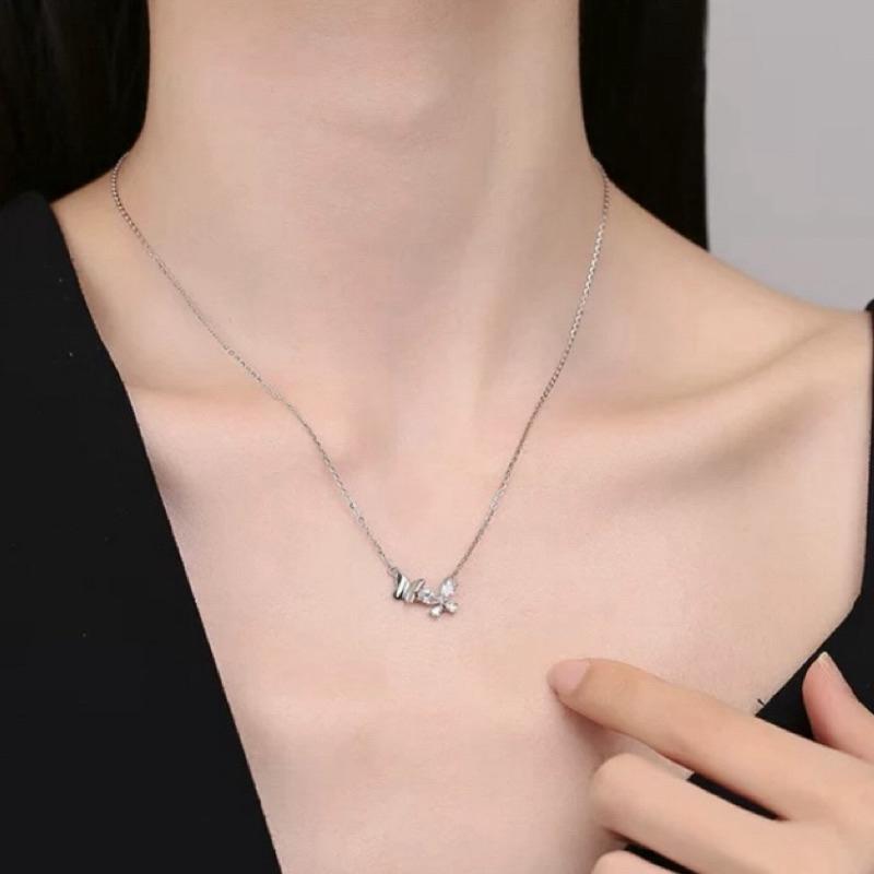 蝴蝶 鋯石 純銀項鍊 項鍊 銀項鍊 純銀 飾品 925 項鍊女 銀飾 鎖骨鏈 銀鏈 禮物 生日禮物 情侶禮物 鑽 莫桑鑽-細節圖7