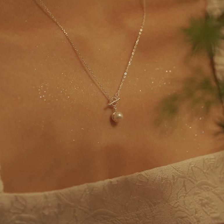 【CARA MIA】霧漫珍珠OT鍊 999純銀 珍珠項鍊 純銀項鍊 項鍊 純銀 飾品 項鍊女 鎖骨鏈-細節圖2