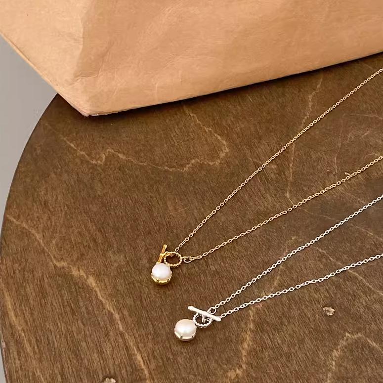 【CARA MIA】霧漫珍珠OT鍊 999純銀 珍珠項鍊 純銀項鍊 項鍊 純銀 飾品 項鍊女 鎖骨鏈-細節圖5