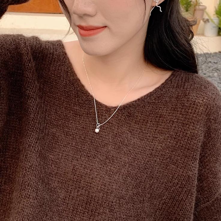 【CARA MIA】霧漫珍珠OT鍊 999純銀 珍珠項鍊 純銀項鍊 項鍊 純銀 飾品 項鍊女 鎖骨鏈-細節圖8