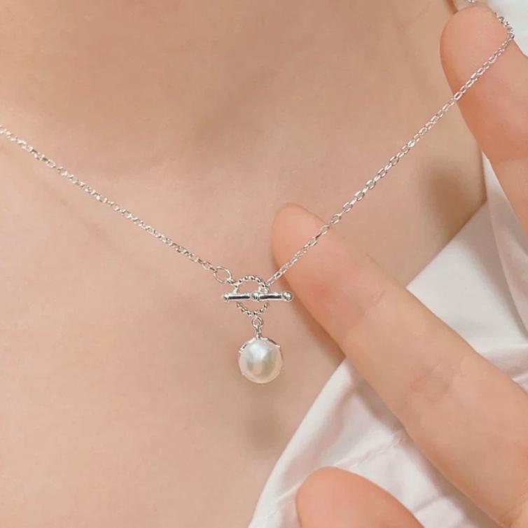【CARA MIA】霧漫珍珠OT鍊 999純銀 珍珠項鍊 純銀項鍊 項鍊 純銀 飾品 項鍊女 鎖骨鏈-細節圖9