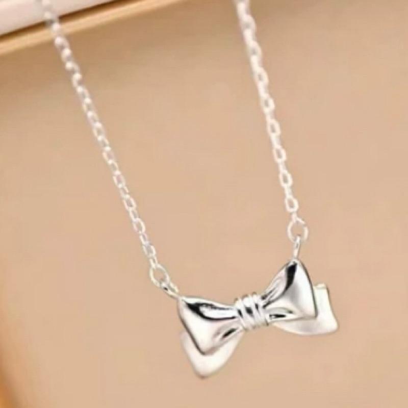 【CARA MIA】小眾韓系蝴蝶結 純銀項鍊 項鍊 銀項鍊 蝴蝶結 韓國 純銀 飾品 925 項鍊女 銀飾 鎖骨鏈 銀鏈-細節圖7
