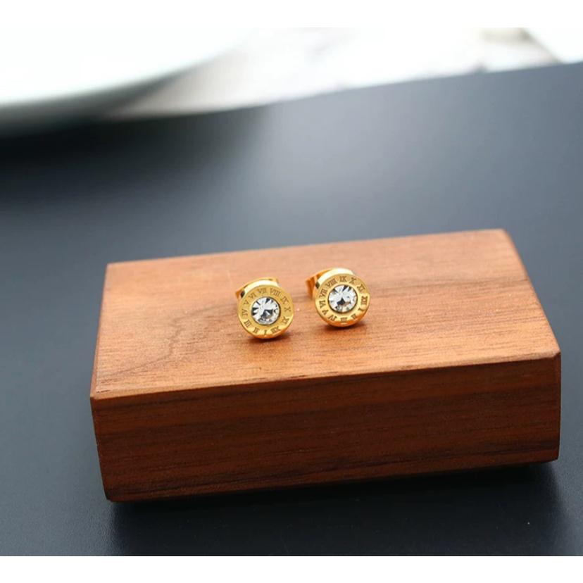 羅馬 復古 鈦鋼耳環 耳釘 現貨 耳環 耳針 純銀 飾品 耳扣 耳飾 禮物 生日禮物 歐美 ins 耳堵 歐美耳環-細節圖2