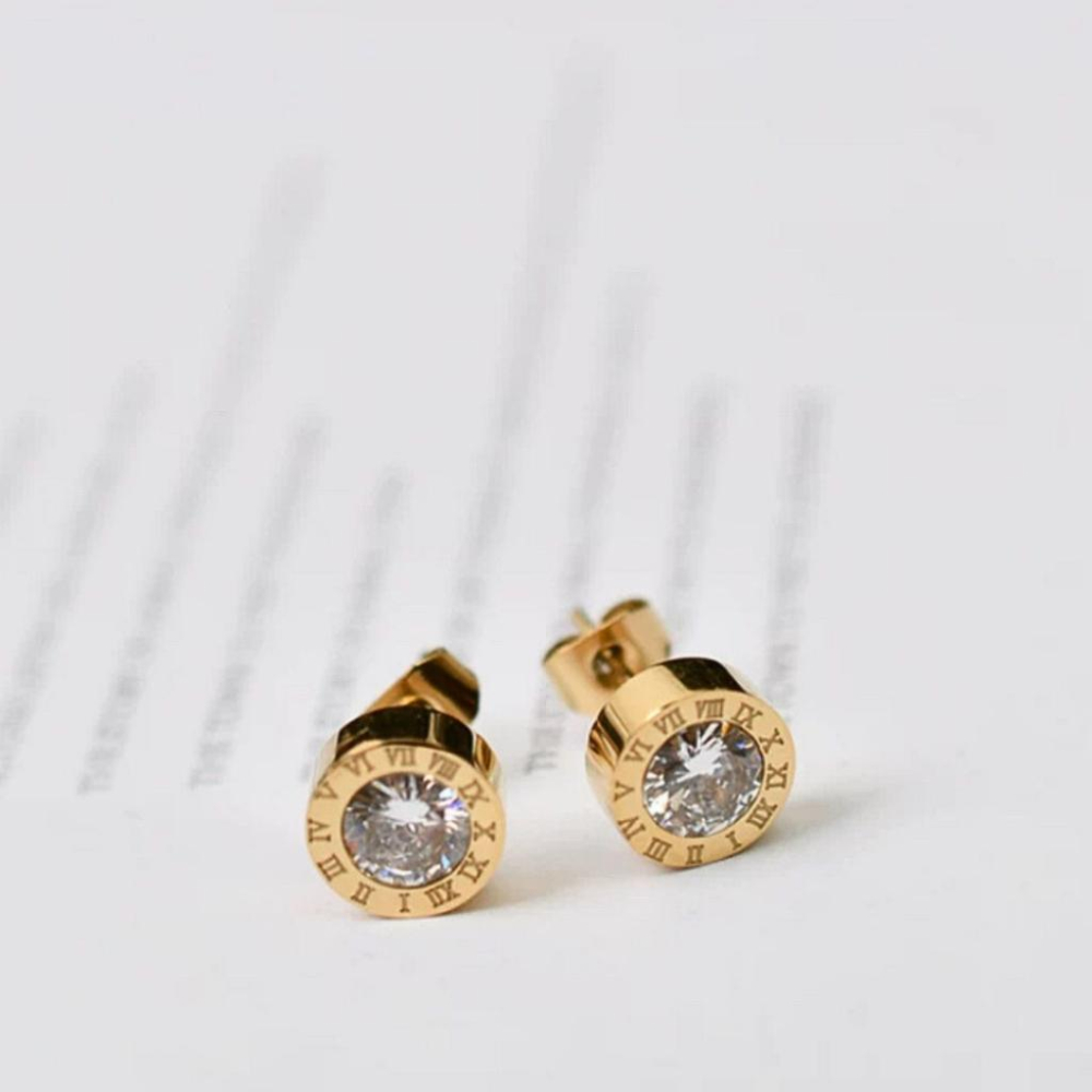 羅馬 復古 鈦鋼耳環 耳釘 現貨 耳環 耳針 純銀 飾品 耳扣 耳飾 禮物 生日禮物 歐美 ins 耳堵 歐美耳環-細節圖3