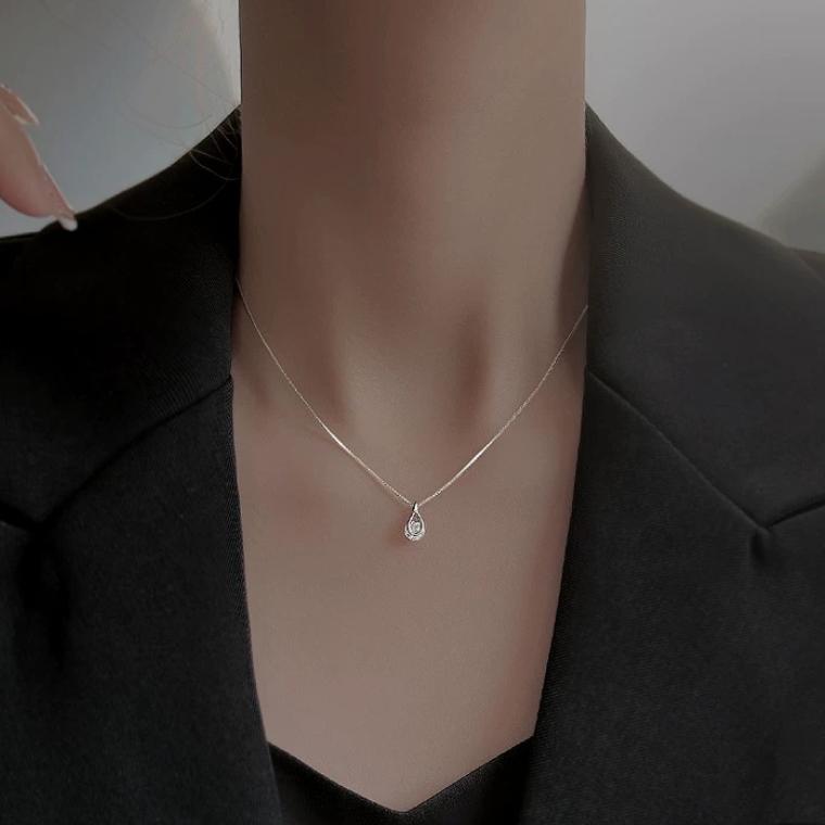 現貨 純銀項鍊 項鍊 銀項鍊 純銀 飾品 925 項鍊女 銀飾 鎖骨鏈 銀鏈 禮物 生日禮物 情侶禮物 鋯石 鑽 莫桑鑽-細節圖3
