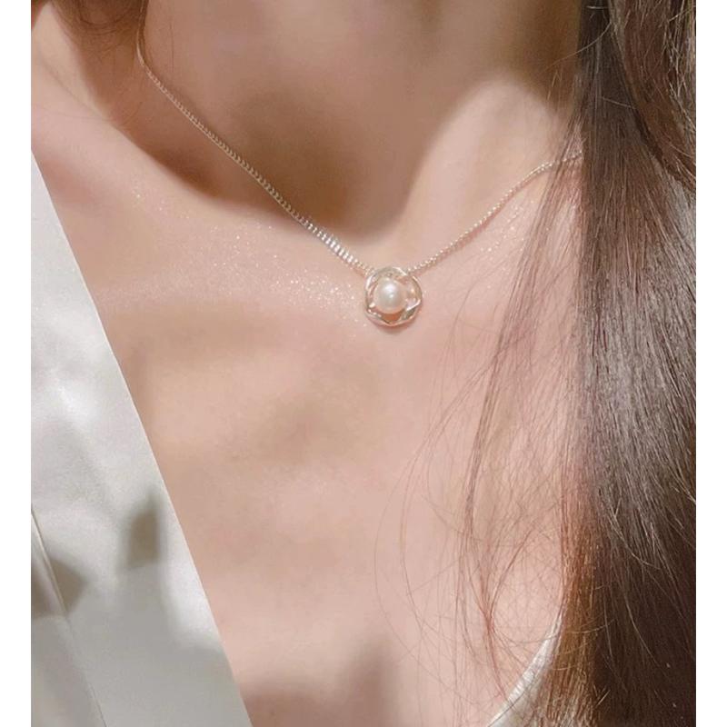 現貨 珍珠項鍊 純銀項鍊 項鍊 銀項鍊 純銀 飾品 925 項鍊女 銀飾 鎖骨鏈 銀鏈 禮物 生日禮物 情侶小物 銀-細節圖8