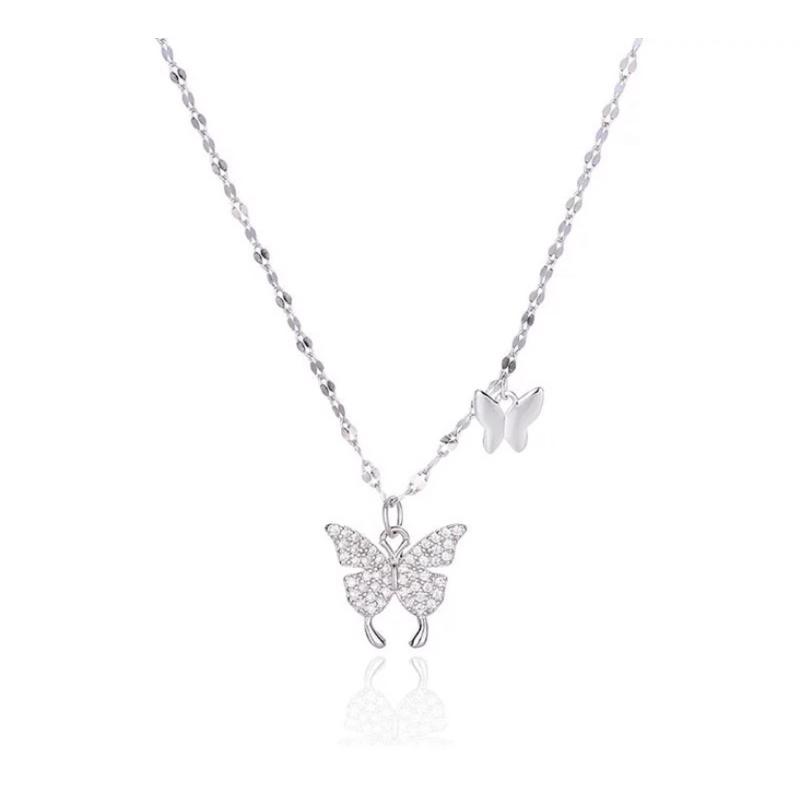 蝴蝶 鋯石 純銀項鍊 項鍊 銀項鍊 純銀 飾品 925 項鍊女 銀飾 鎖骨鏈 銀鏈 禮物 生日禮物 情侶禮物 鑽 莫桑鑽-細節圖8