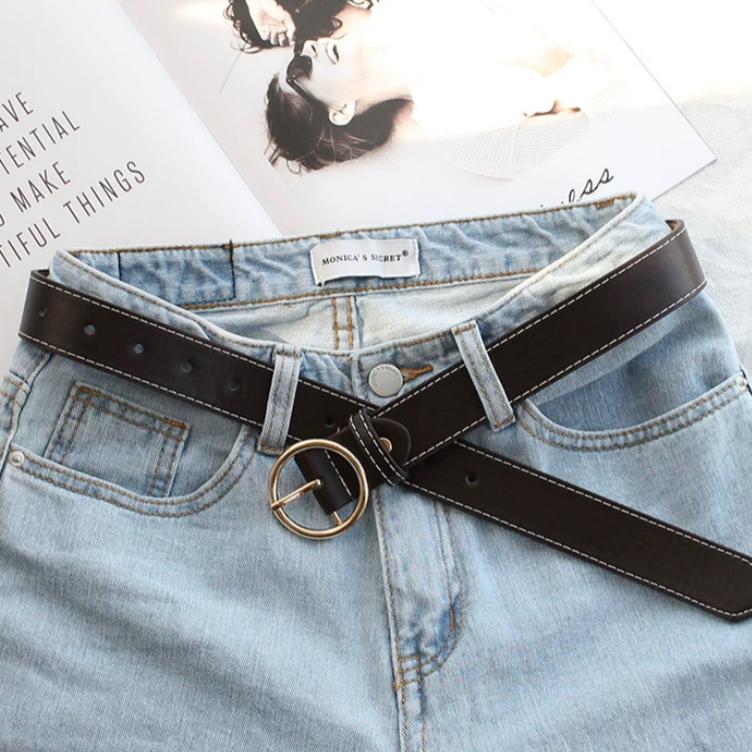 現貨 明線皮帶 皮帶 腰帶 皮帶女 飾品 百搭 腰封 簡約 韓系 女生皮帶-細節圖3