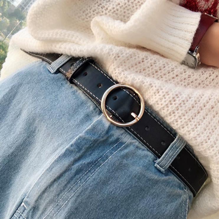 現貨 明線皮帶 皮帶 腰帶 皮帶女 飾品 百搭 腰封 簡約 韓系 女生皮帶-細節圖4