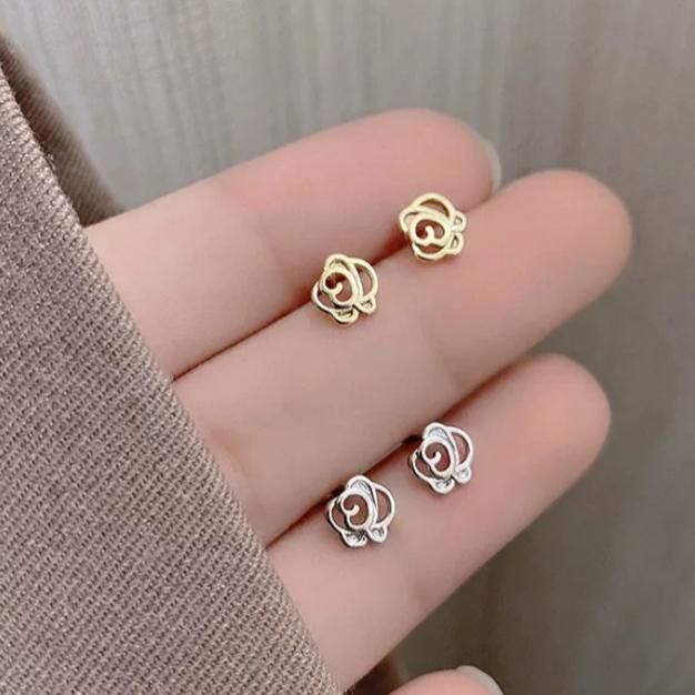【CARA MIA】小巧玫瑰耳針 耳環 耳釘 耳針 飾品 耳扣 耳飾 韓國 韓系 ins-細節圖6