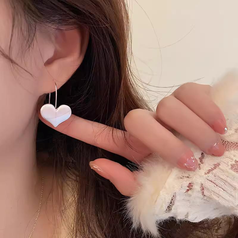 【CARA MIA】垂墜式愛心耳針 耳環 純銀耳環 耳釘 耳針 耳扣 耳飾 韓國 韓系 ins-細節圖4