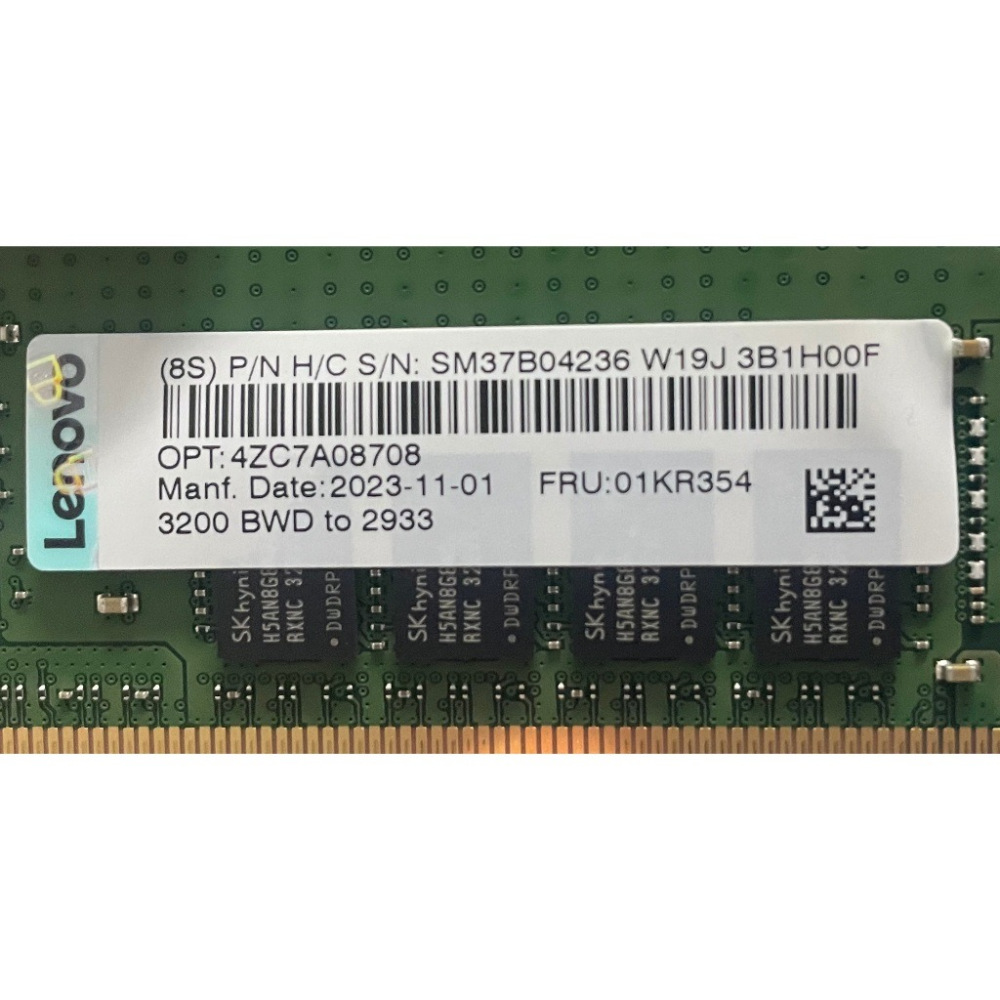 全新含稅開發票 Lenovo 4ZC7A08708 01KR354 DDR4-2933 16GB 2RX8 R-DIMM-細節圖2