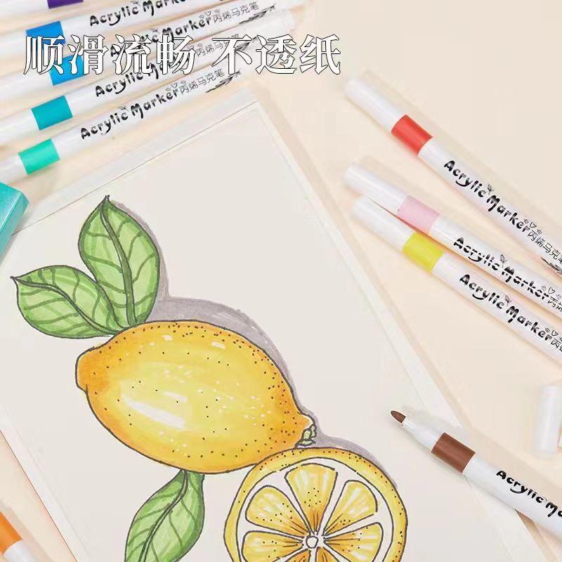 丙烯馬克筆小紅書同款繪畫彩筆套裝12色24色人體彩繪陶瓷相冊塗鴉-細節圖2