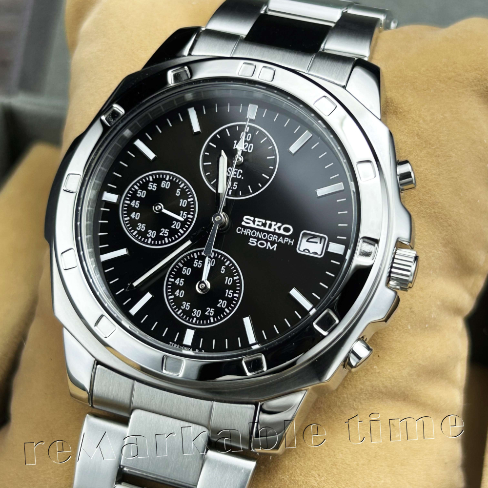 【SEIKO 三眼計時錶】精工三眼素色時尚款 SND191-細節圖3