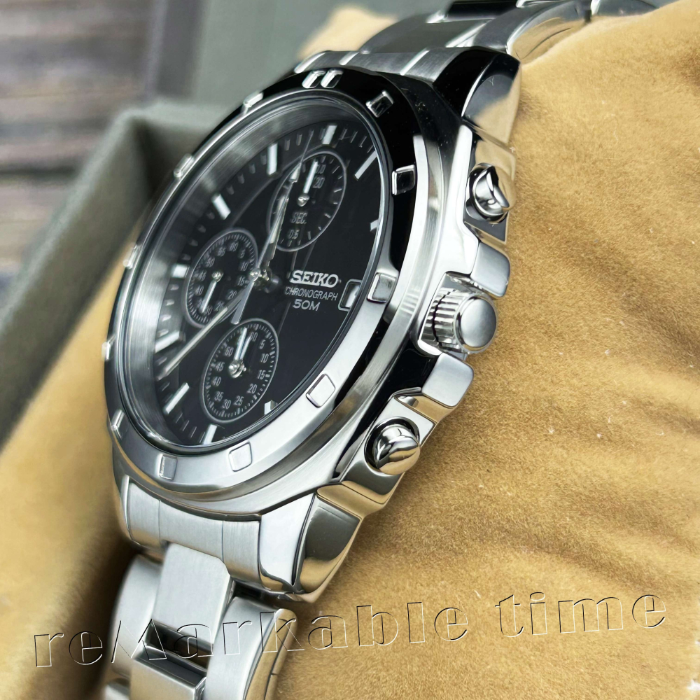 【SEIKO 三眼計時錶】精工三眼素色時尚款 SND191-細節圖4