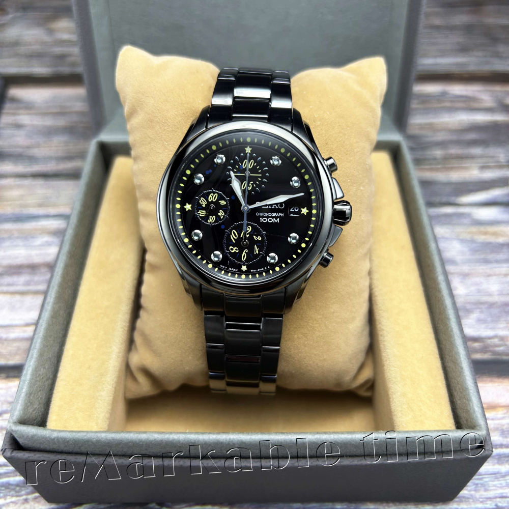 【SEIKO 三眼計時手錶】藍寶石三眼星空鋼帶女錶款SNDX67P1-細節圖2