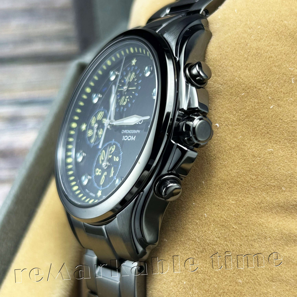 【SEIKO 三眼計時手錶】藍寶石三眼星空鋼帶女錶款SNDX67P1-細節圖4