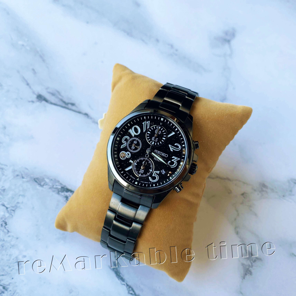 【SEIKO 三眼計時手錶】藍寶石三眼星空鋼帶女錶款SNDX27P1-細節圖2