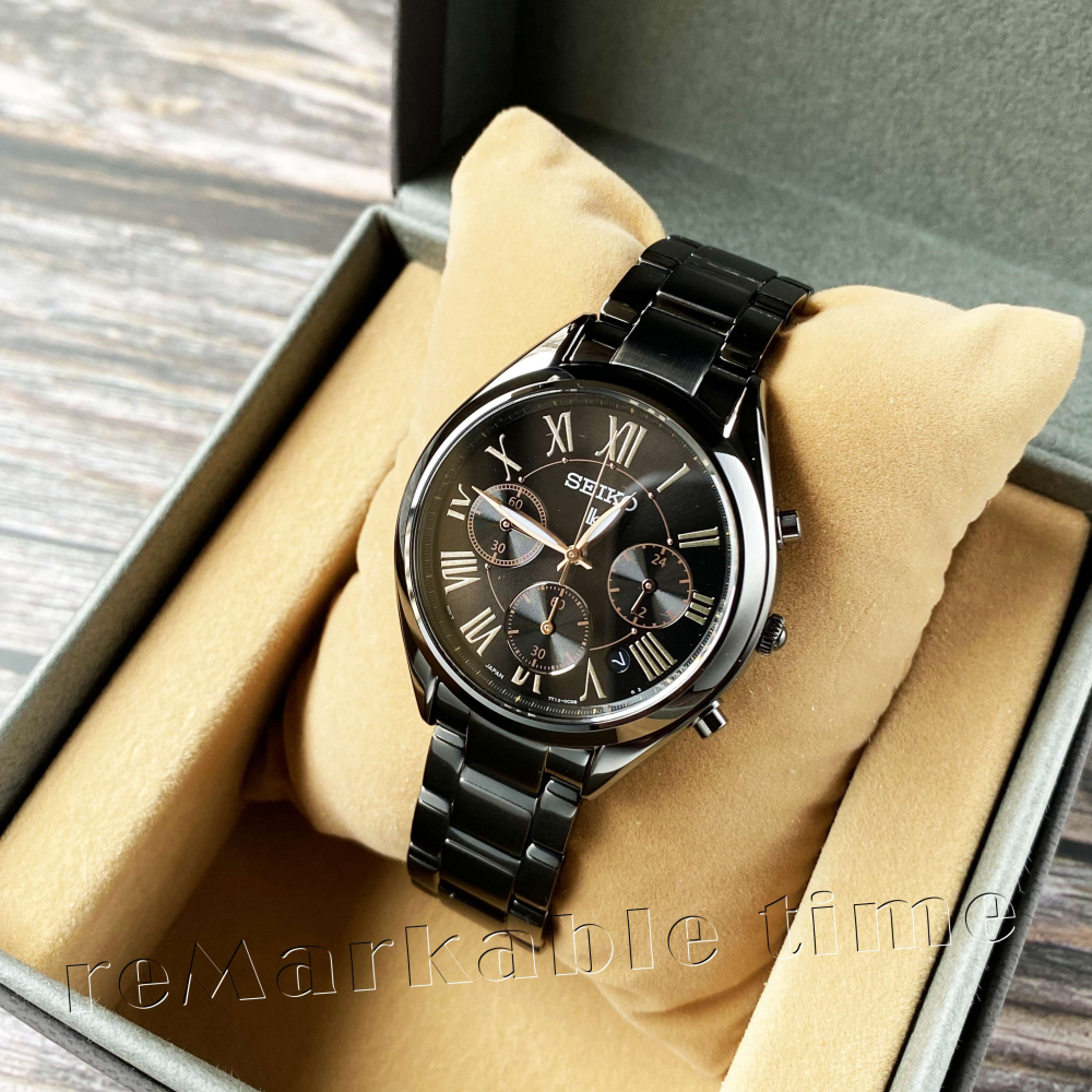 【SEIKO LUKIA】三眼鋼帶女手錶SRWZ17P1/SRWZ17(黑金)~送禮首選-細節圖2