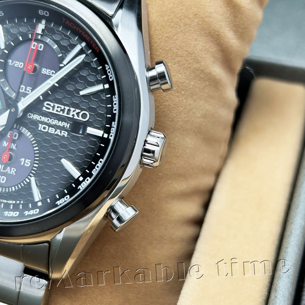 【SEIKO SOLAR】計時光動能水晶玻璃男手錶款SSC803/SSC803P1-細節圖3