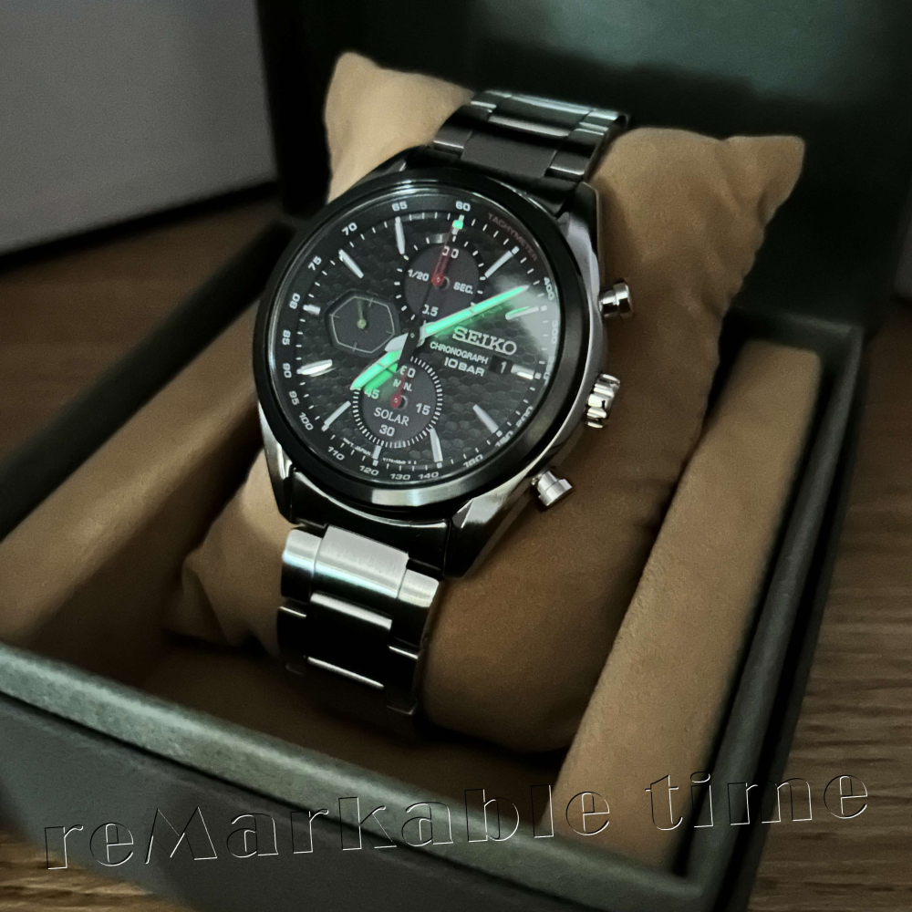 【SEIKO SOLAR】計時光動能水晶玻璃男手錶款SSC803/SSC803P1-細節圖4